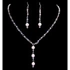 Handmade Customize Your Jewelry Swarovski White OpalStarShine Crystals & White Pearls Necklace Set