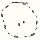 Cheap Jewelry Set Swarovski Blue Pearls Aquamarine Crystals Accented In Silk Thread Necklace Set Affordable Products