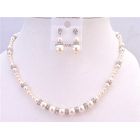 Bridal Custom Jewelry Swarovski Ivory Pearls Silver Diamond Spacer
