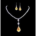 AB Swarovski Crystals 4mm with AB Baroque Pendant Dangling Drop Down Necklace Set Irridescent Crystals Jewelry Set