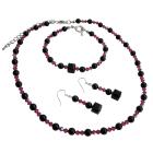 Beautiful Jewelry Gift For Flower Girl Prom Bridal Bridesmaid Swarovski Mystic Pearls with AB Coated Fuchsia Crystals Complete Set Affordable