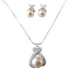 Bridal Affordable Cheap Ivory Pearl Pendant Earrings Jewelry Set