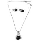 Stunning Black Pearl Diamate Pendant & Earrings Maid of Honor Jewelry