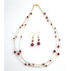 Handcraft Your Jewelry Siam Red Crystals AB Siam Red 3 Strand Necklace