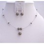 Bridal Party Gifts Dark Brown Pearls with Clear Crystals Beads Set