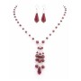 Siam Red Crystals & Pearls Teardrop Earrings Confetti Prom Jewelry