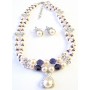 Gift For Mother Double Stranded Necklace Ivory Pearls Purple