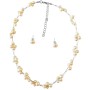 Peach Freshwater Pearls Necklace Stud Earrings Wedding Jewelry Set