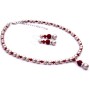 Platinum Champagne Pearls w/ Coral Red Crystals Low Prices