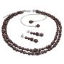 Handcrafted Double Stranded Burgundy Pearls Crystals Formal Jewelry