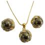 Gold Plated Jewelry Bridesmaid Party Brown Pearl Pendant Stud Earrings