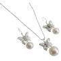 Shop For Butterfly Pendant w/ Ivory Pearls Necklace Earrings Set
