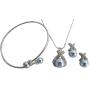 Blue Pearls Jewelry Diamante Jewelry Set with Cuff Bracelet
