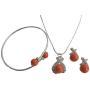 Fall Color Orange Pearls Coral Pearls Set with Bracelet