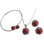 Christmas Gift in Red Pearl Pendant Necklace Earrings & Bracelet