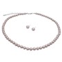 Exquisite Designed Platinum Champagne Pearl Necklace with Stud Earrings