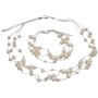 Necklace Bracelet Ivory Freshwater Pearls w/ Clear Crystals
