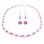 Bride Jewelry Rose Pink & AB Fuchsia Crystals Necklace Set