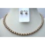Bronze Necklace Set Stud Pearls Earrings 6mm Pearls Jewelry