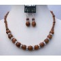 Party Bridemaidemaids Wedding Handmade Jewelry Goldenstone Beads Necklace & Sterling Silver Earrings Set
