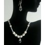Swarovski Clear Crystal Pearl Necklace w/ Clear Crystal Teardrop Earrings Party Bridal Jewelry