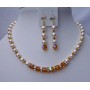 Custom Handcrafted Swarovski Crystal OF Swarovski Topaz Crystal Pearl & Rondells Bridal Jewelry