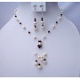 Handmade Swarovski Crystal Necklace Set Made Of Swarovski Dark Siam Red Crystal & Freshwater Pearl Jewelry
