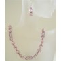 Powder Rose Pearl Jewelry w/ Amethyst Swarovsk Crystal Wedding Party Handcrafted Necklace Set