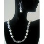 Clear Crystal Bridal Jewelry w/ Genuine Swarovski White Pearl & Clear Crystal Wedding Party Handmade Necklace Set