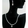 Moonlite Swarovski Crystal Rhodium Rondells w/ Cubic Zircon Teardrop Genuine Crystal Party Jewelry Set