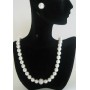 Wedding Party Jewelry Genuine Swarovski White Pearl Necklace w/ Cubic Zircon Embedded Pendant & Stud Earrings
