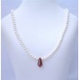 Flower Girl White Pearls Jewelry Siam Red Crystals Teardrop Necklace