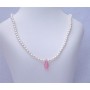 Pink Crystals Teardrop Flower Girl White Pearls Jewelry Necklace
