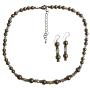 Bridemaides Flower Girl Bridal Handcrafted Custom Swarovski Brown Pearl And Crystal Jewelry Set w/ Bali Silaver spacer Sterling Silver Set