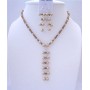 Smoked Topaz Crystals Bronze Pearl Drop Necklace Jewelry Set