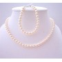 Ivory 6mm Pearls Flower Girl Jewelry Necklace & Bracelet