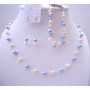 Blue & Ivory Pearls Handcrafted Bridal Bridesmaid Jewelry