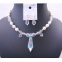 Clear Crystals & White Pearls w/ Teardrop Custom Jewelry Set