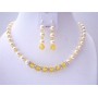 Pumpkin Crystals Lite Topaz Ivory Pearls Bridesmaid Jewelry
