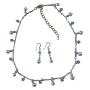 Aquamarine Crystals White Pearls Bridesmaid Handcrafted Jewelry Set