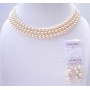 Ivory Pearls 3 Stranded Necklace Pearls Wedding Jewelry Set