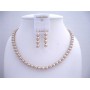 Champagne Pearls Bridesmaid Gift Dangling Pearls Necklace Earrings Set
