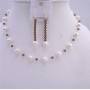 Smoked Topaz Crystals White Pearls Wedding Jewelry Handmade Necklace