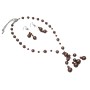 Brown Pearls Smoked Crystals Custom Bridal Drop Tassel Jewelry Set