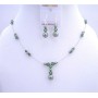 Powder Green Turmarine Pearls & Crystals Bridal Bridesmaid Jewelry Set