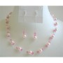 Rose Pink Pearls with Rose Pink Crystals Bridesmaid Wedding Jewelry Set