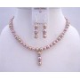 Two Shaded Pearls Bridal Jewelry Champagne Rose w/ Rondells
