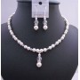 Handmade Jewelry Set White Pearls & Clear Crystals