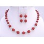 Red Coral 7mm & 9mm Beads Bali Caps Beads Jewelry Coral Necklace Set