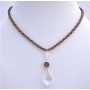Smoked Topaz Clear Crystals Polygon Beads Necklace
